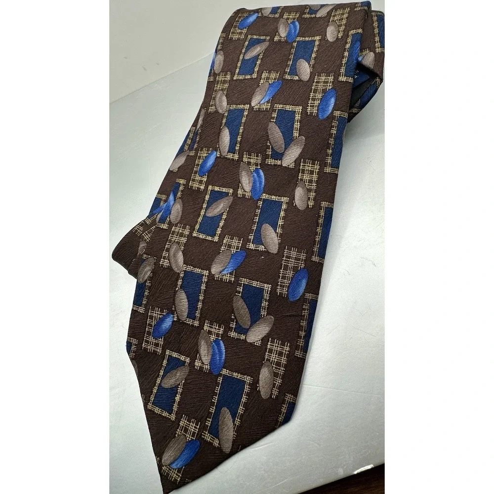 Vintage‎ Simonenti Robert Tie Geometric Pattern 100% Silk